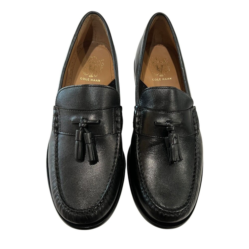 Cole Haan Men's Black Leather Pinch Handsewn Tassel Loafer  Size 9.5  NIB No Lid